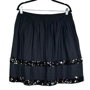 BRAND NEW WITH TAGS LOFT Ann Taylor Black Pleated Sequin Circle Skirt, Size 10